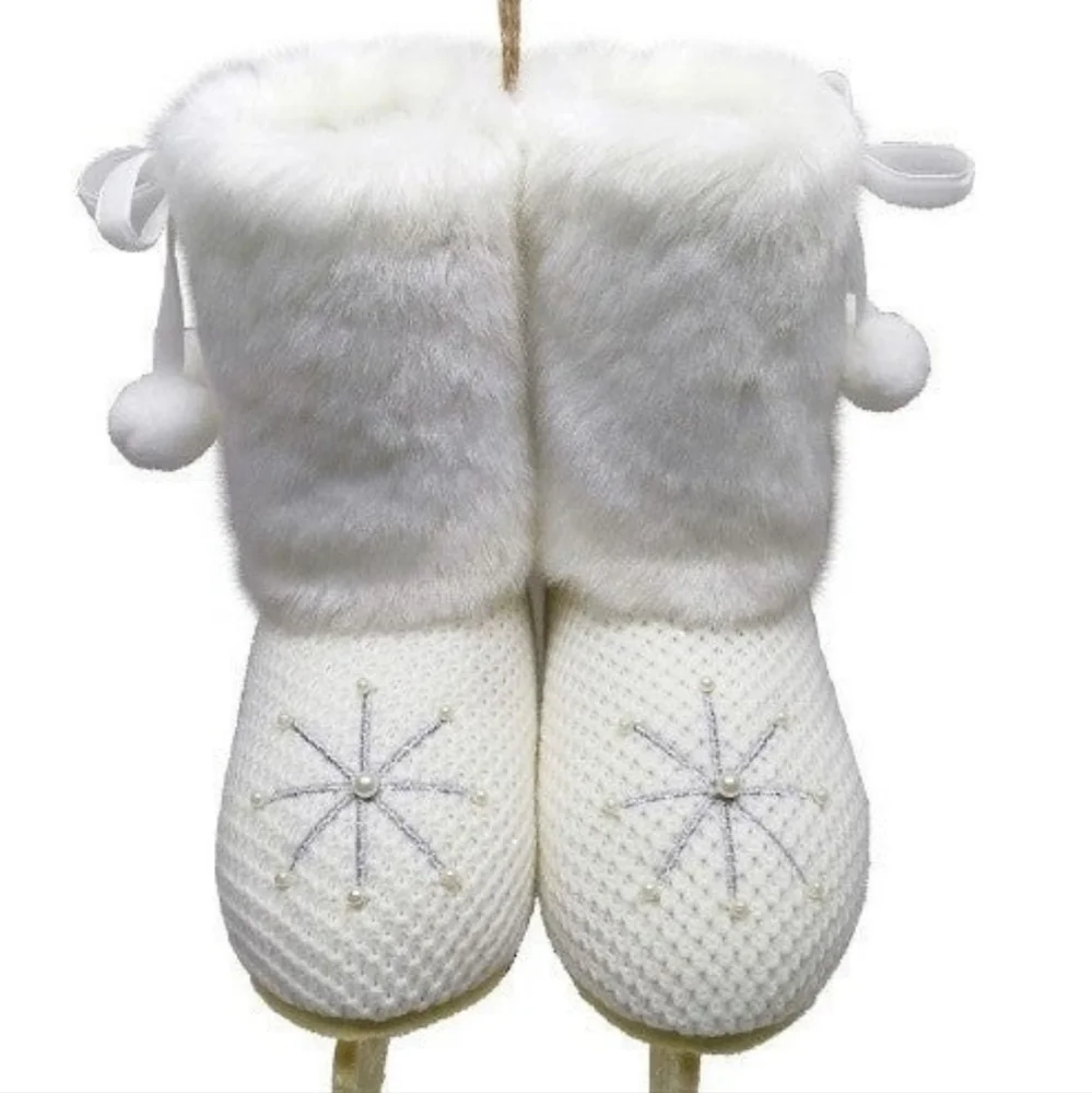 Shimmery Chic Snowflake Ice Skates Holiday Sports Decor XL Ornament BNWT RETIRED